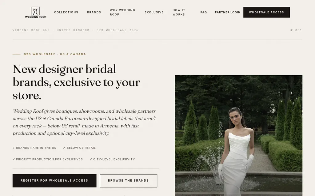 Website screenshot Elan Bridal