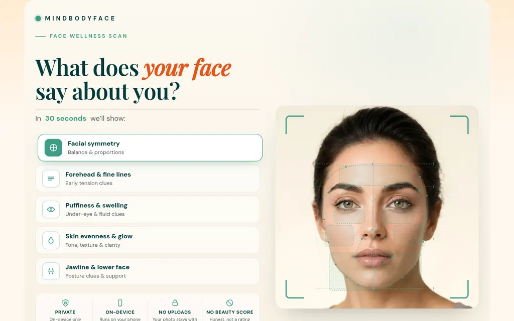 Website screenshot Face Wellness Scan